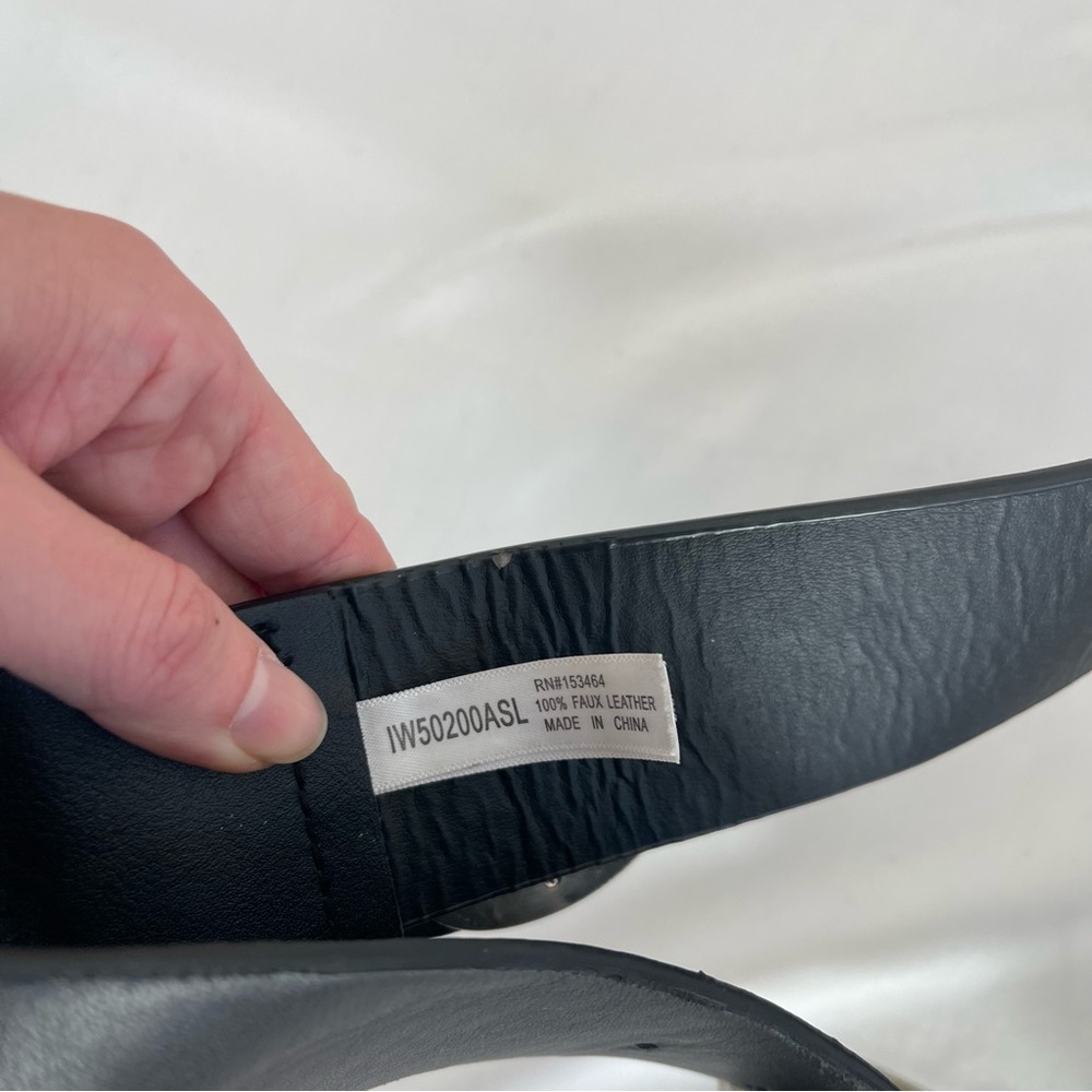 Fashion Nova Snake Reputation Black Silver Wide Faux Leather Double Buckle Belt - Picture 5 of 7